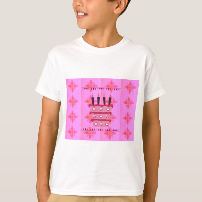 T-shirt Gâteau d'anniversaire floral pour elle / Filles Ar (Devant)