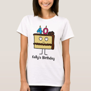 T-shirt Gâteau de 40e anniversaire avec bougies glaçage au