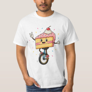 T-shirt Gâteau heureux sur un monocycle