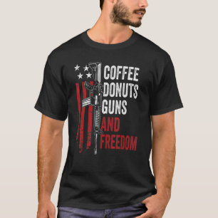 T-shirt Gâteaux Donuts Armes Liberté Pistolet Ar15 Drapeau