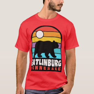 T-shirt Gatlinburg Tennessee Bear Badge Retro Sunset