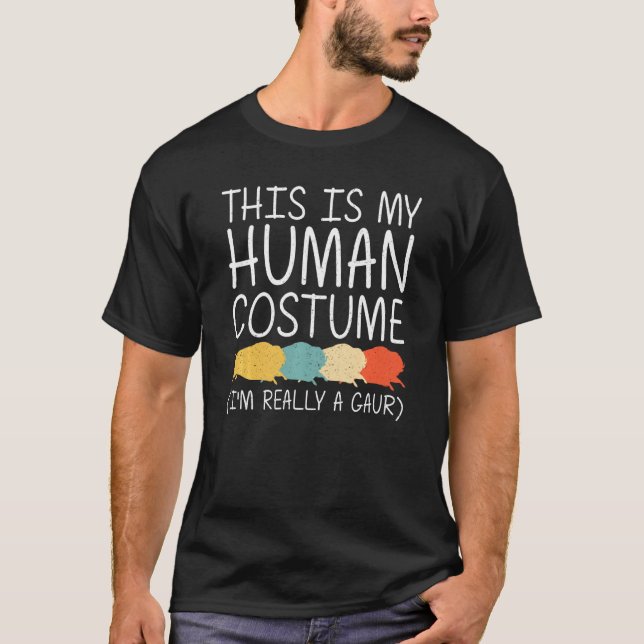 T-shirt Gaur Halloween Costume humain Indien Bison Ox Faci (Devant)