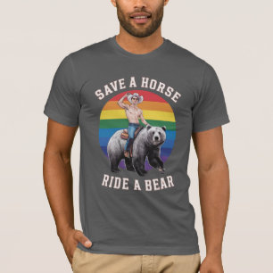 T-shirt Gay Bear Pride Enregistre Un Cheval Ride Un Ours