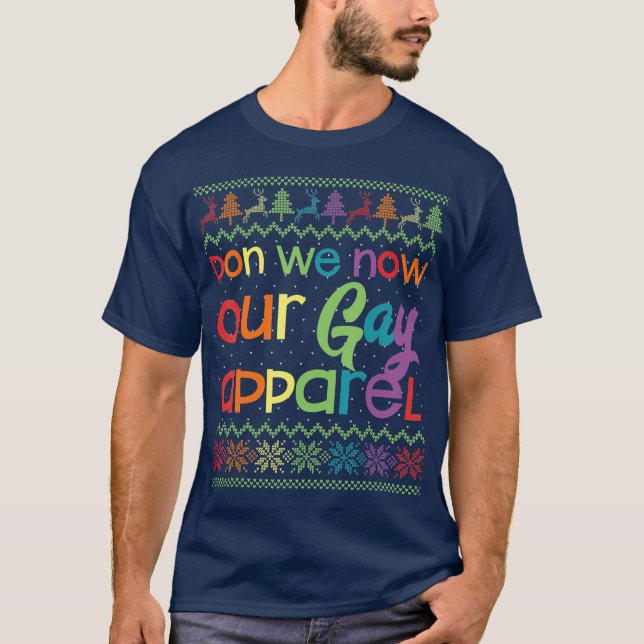 T-shirt Gay Christmas Drôle LGB Don We Now Our Gay (Devant)