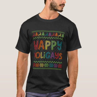 T-shirt Gay Christmas Funny Lgbt Happy Holigays Rainbow Pa