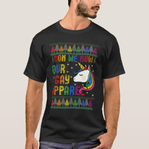 T-shirt Gay Christmas Rainbow Unicorn Don We Now Our Gay