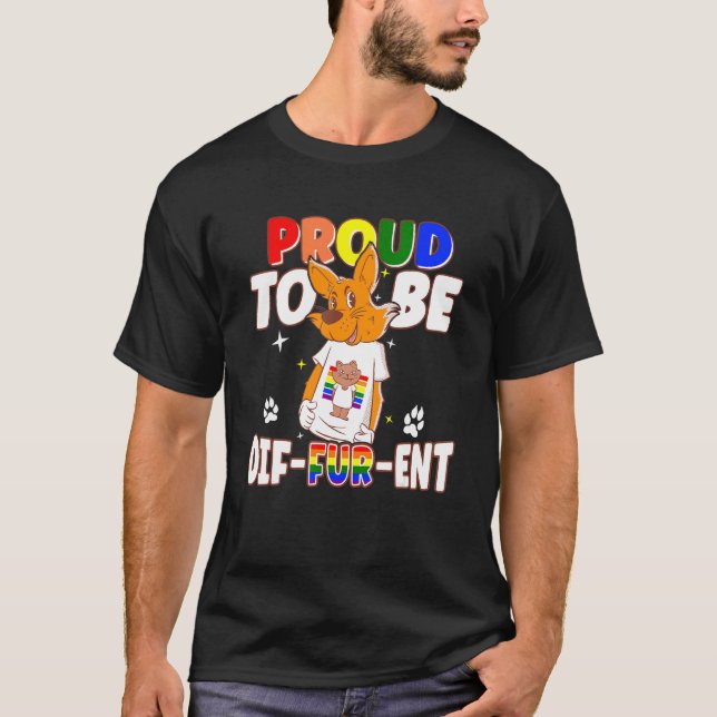 T-shirt Gay Furries Fier D'Être Différent Fursuit Happy Fu (Devant)