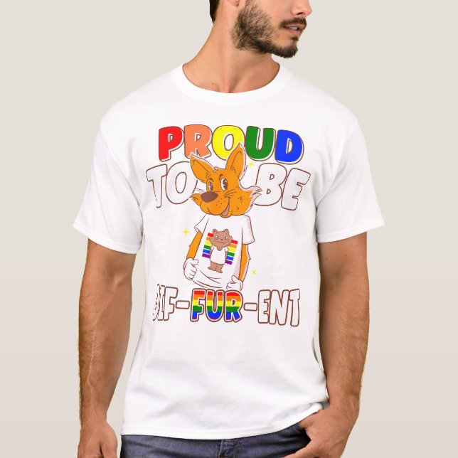T-shirt Gay Furries Fier D'Être Différent Fursuit Happy Fu (Devant)