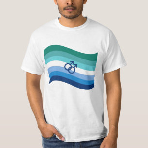 T-shirt Gay Homme Love Pride Azure Wavy Flag