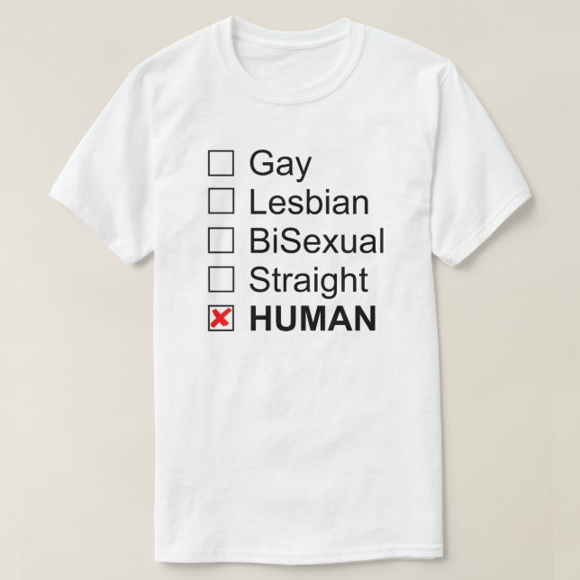 T-shirt Gay Lesbienne BiSexual Droit Humain Pas de Étiquet (Design devant)
