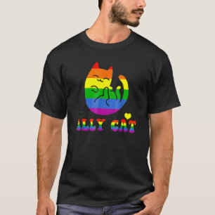 T-shirt Gay Lgbt Allycat Fierté Mois Chat Avec Ally Pride