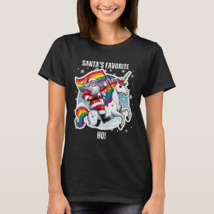T-shirt Gay Père Noël équitation Unicorn Favori Ho Funny L