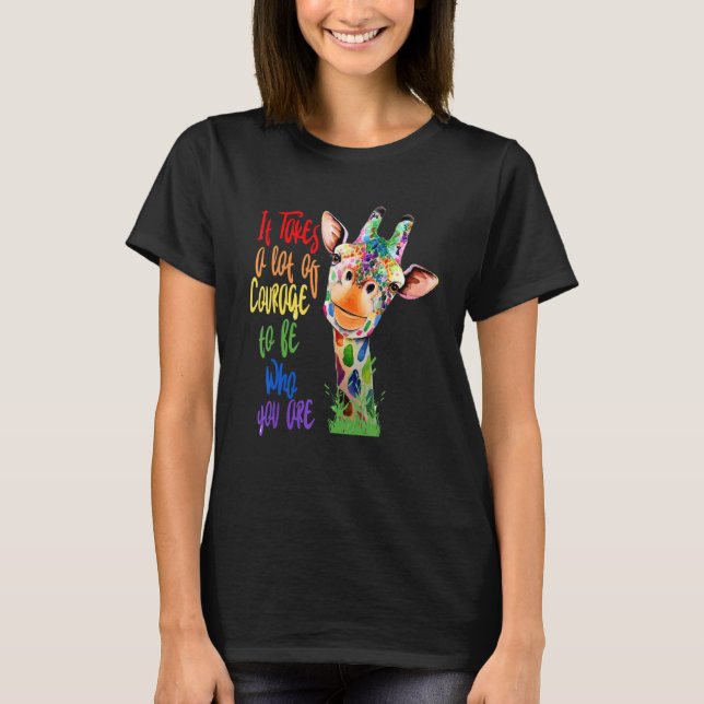 T-shirt Gay Pride Awareness Giraffe LGBT Pride Flag Rainbo (Devant)