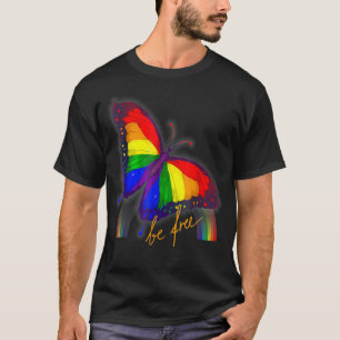 T-shirt Gay pride Drapeau Papillon LGBT CSD Être libre, ga