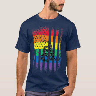 T-shirt Gay pride flag with Gadsden Flag Snake