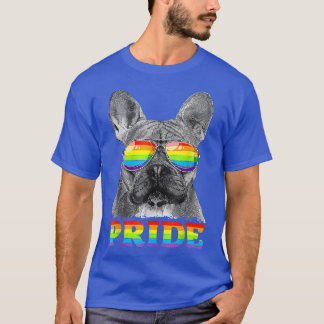 T-shirt Gay pride français Buldog Lgbt Rainbow Flag Sungla