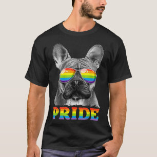 T-shirt Gay pride français de Buldog LGBT Rainbow Flag Sun