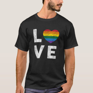 T-shirt Gay pride gay chemise Distressed LOVE