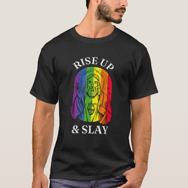 T-shirt Gay pride LGBTQ se lever et envoyer (Devant)