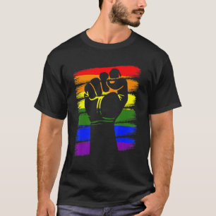 T-shirt Gay pride Poing Lgbt Q Cool Arc-en-ciel Couleur Al