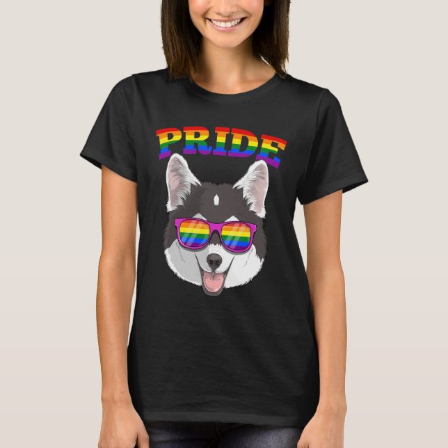 T-shirt Gay pride Pomsky Dog Husky Mélangé Poméranien Avec (Devant)