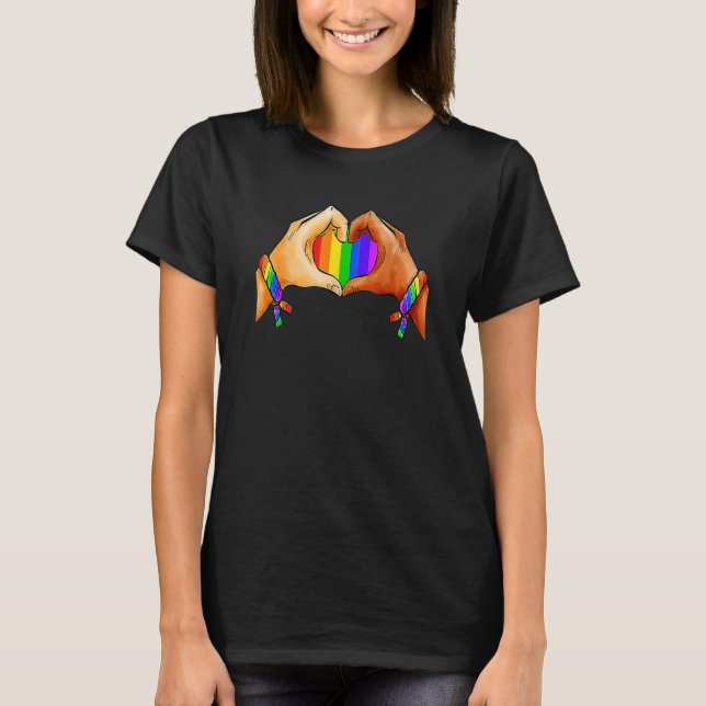 T-shirt Gay pride Vêtements Lgbt Arc-en-ciel Coeur Lgbt Pr (Devant)