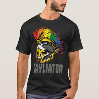 T-shirt Gayliator Sword Fighter Helmet with Rainbow Feathe