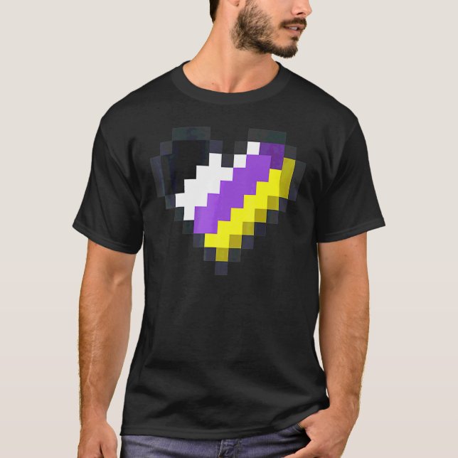 T-shirt Gaymer Lgbt Retro Pride Non binaire Gamer Pixel He (Devant)