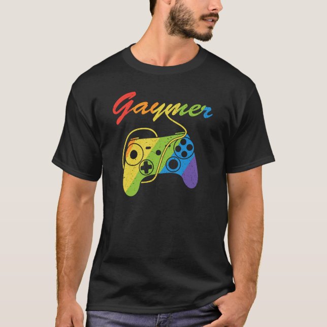 T-shirt Gaymer | Rainbow Video Game Controller | Gaming (Devant)