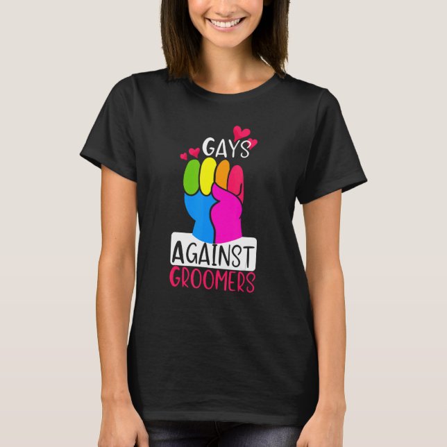 T-shirt Gays Contre Groomers Gradien Groom Chiens Pas Enfa (Devant)