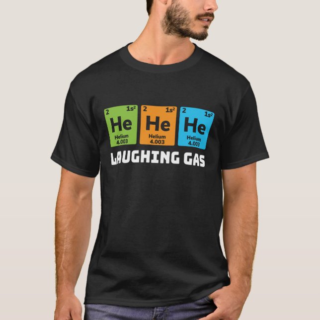 T-shirt Gaz de rire, Chimie amusante Enseignement de table (Devant)
