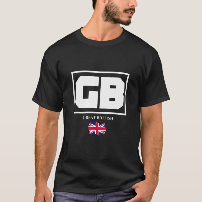 T-shirt GB Great British with UK Flag Illustration Graphic (Devant)