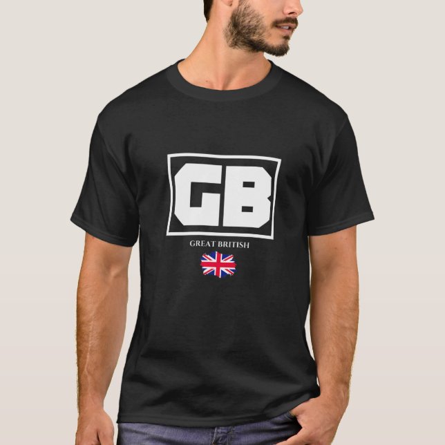 T-shirt GB Great British with UK Flag Illustration Graphic (Devant)
