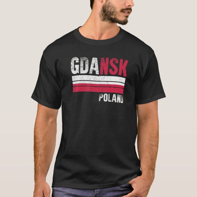 T-shirt Gdansk Pologne Drapeau Polonais Hommes Femmes Enfa (Devant)