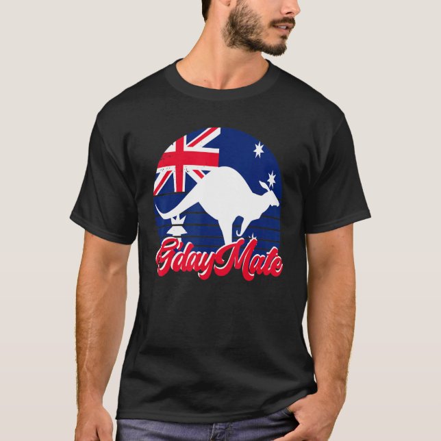 T-shirt Gday Mate Kangaroo Aussie Animal Australie Drapeau (Devant)