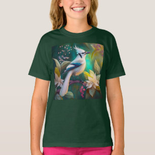 T-shirt Geai à ailes de sarcelle à touffe blanche oiseau d