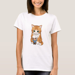 T-shirt Géant Chat Tigre Orange Caressant Doucement Petit 