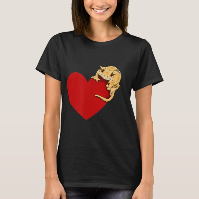 T-shirt Gecko Love Crested Gecko Lover Gecko Heart Cute Cr (Devant)