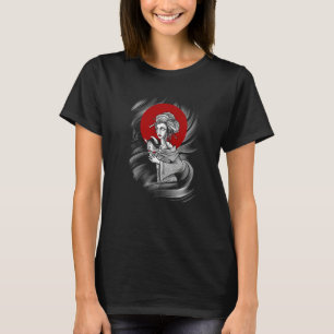 T-shirt geisha classique japonaise tenant un masque oni da