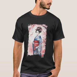T-shirt Geisha Danse Chant Musique Art Cerisiers Japon 