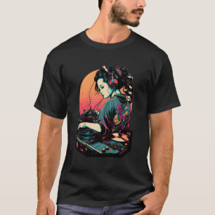 T-shirt Geisha Dj Edm Japonais Kimono Vaporwave esthétique