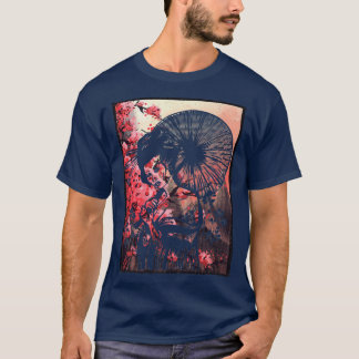 T-shirt Geisha Japon Art Sakura Cerry Blossom Samurai Cul