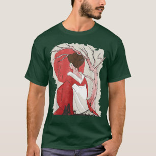 T-shirt Geisha Japon Lune rouge Cherry Peach Tree Blossom 