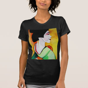 T-shirt Geisha japonais avec kimono vert art original