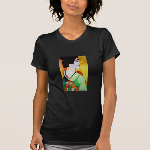 T-shirt Geisha japonais avec kimono vert art original