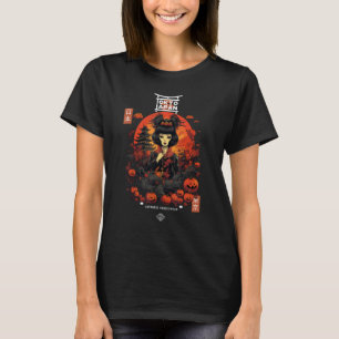 T-shirt Geisha Japonais en Halloween Citrouille Tokyo City