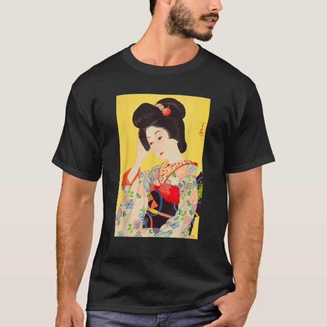 T-shirt Geisha Maiko Kimono Art japonais peinture japonais (Devant)