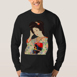 T-shirt Geisha Maiko Kimono Japonais Japon peinture Kawase