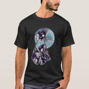 T-shirt Geisha Parasol Joli tatouage Samurai à la main