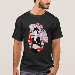 T-shirt Geisha Tenir un parapluie Vintage Japonaise Femmes